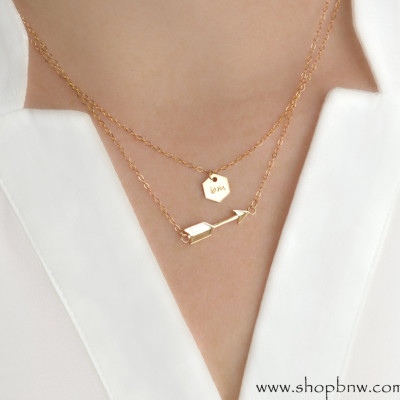 Follow Your Arrow Necklace Set / Gold, Silver, Rose Gold / Personalized Initial Necklace