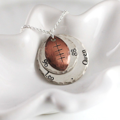 Football mom necklace - Football mom jewelry - Personalized football necklace - Hand stamped jewelry - Custom football brag jewelry
