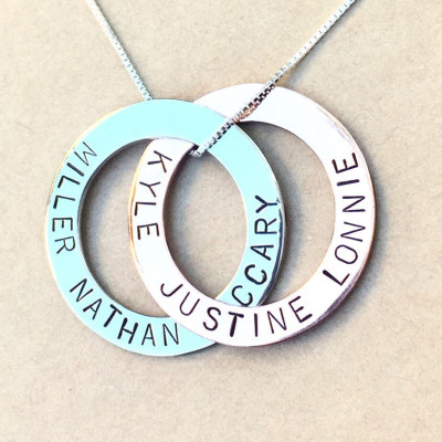 Forever Love Necklace , Double Infinity Necklace , Mom Necklace , Hand Stamped Personalized Necklace , Circle Necklace , Natashaaloha