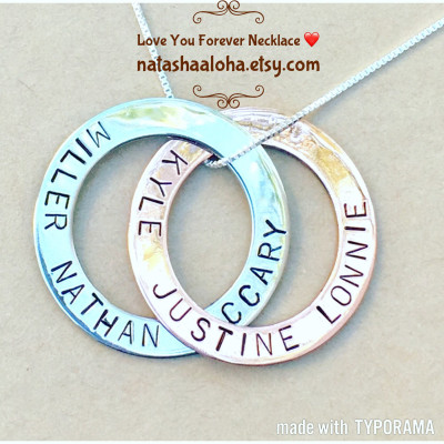 Forever Love Necklace , Double Infinity Necklace , Mom Necklace , Hand Stamped Personalized Necklace , Circle Necklace , Natashaaloha