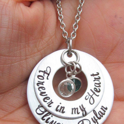 Forever in My Heart Necklace - Personalized Necklace - Hand Stamped Personalized Jewelry - Grandmother Necklace - Personalized Mom Necklace