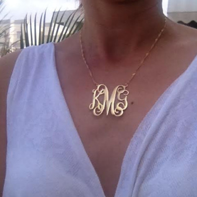 Large Monogram necklace Gold, Monogramed Initial, Gold Initial, Monogram necklace