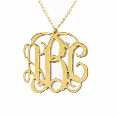 Free Shipping - Monogram necklace, LARGE, Personalized Gift, Monogrammed Initial, Sterling Silver, silver necklace, Silver Monogram necklace