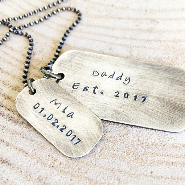 Gift For Dad, Hand Stamped Dog Tags, Personalized Dog Tags, Sentimental Gifts For Fathers, Dad First Fathers Day, Rustic Gifts For Men