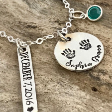 New Mum's Special Keepsake: Handprints & Birthstones