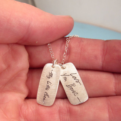 Gift for Women - Jewelry - Finger Print Necklace - Memorial Jewelry - Fingerprint on Silver - Personalized Jewelry - Handwriting Jewelry