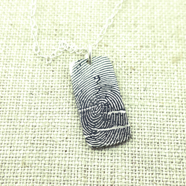 Gift for Women - Jewelry - Finger Print Necklace - Memorial Jewelry - Fingerprint on Silver - Personalized Jewelry - Handwriting Jewelry