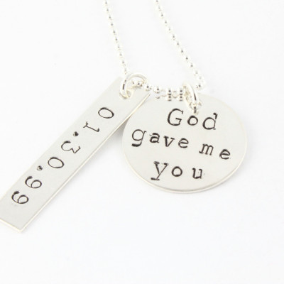 God Gave Me You Necklace - Mother's Day Gift For Mom - Personalized Necklace - Wedding Necklace With Date - Custom Mother's Necklace