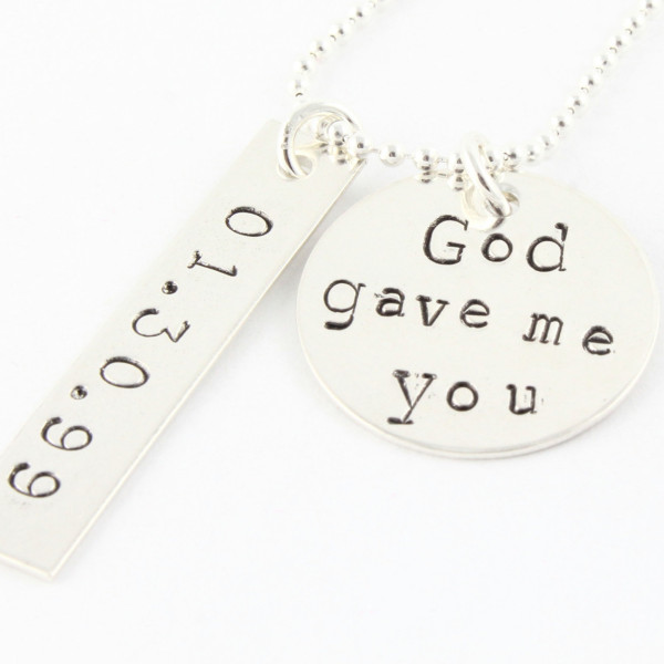 God Gave Me You Necklace - Mother's Day Gift For Mom - Personalized Necklace - Wedding Necklace With Date - Custom Mother's Necklace