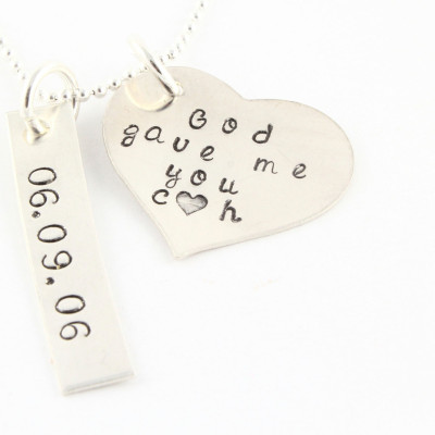 God Gave Me You Necklace - Wedding Anniversary Necklace With Date - Custom Mother's Heart Necklace - Personalized Necklace - Gift for Mother