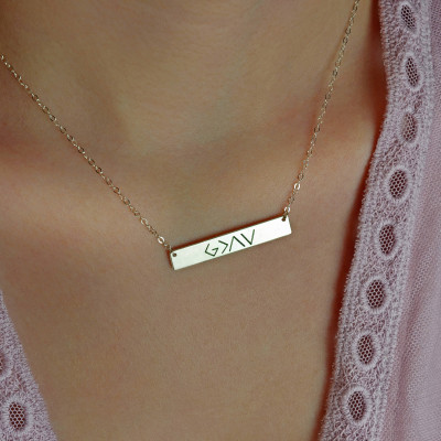 God is greater than the highs and the lows, Personalized Bar Necklace, gold bar necklace, bridesmaid gifts, silver, rose gold LA104