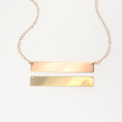 Gold Bar, Nameplate Necklace, 18k ROSE Gold Name Plate As Seen on Kim Kardashian, Free Engraving, Available As A Bracelet As Well