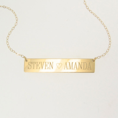 Gold Bar, Nameplate Necklace, 18k ROSE Gold Name Plate As Seen on Kim Kardashian, Free Engraving, Available As A Bracelet As Well