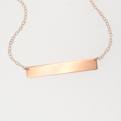 Gold Bar, Nameplate Necklace, 18k ROSE Gold Name Plate As Seen on Kim Kardashian, Free Engraving, Available As A Bracelet As Well