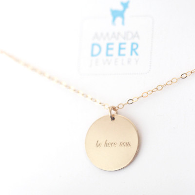 Gold Disc Necklace | Engraved Disc Necklace | The Minnie Necklace