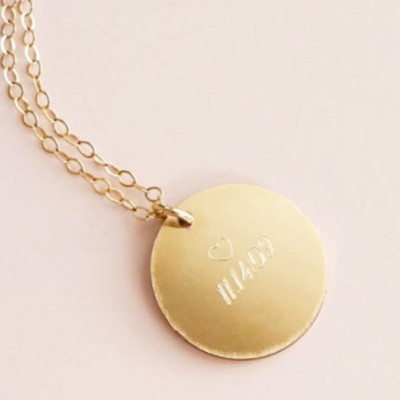 Gold Disc Necklace | Engraved Disc Necklace | The Minnie Necklace