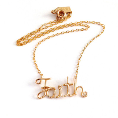 Gold Faith Necklace. 18k Gold Plated Faith Necklace. Custom Wire Necklace. Spiritual Gift. Religious Necklace. Teen Gift Under 100
