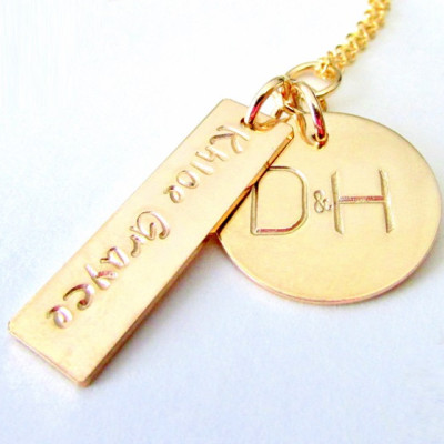 Gold Family Necklace | New Mom Gift | Push Present | Mother's Day Jewelry | Hand Stamped Personalized Custom by E. Ria Designs