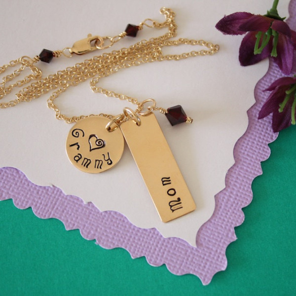 Gold Grandma Necklace Personalized, Grandma Necklace, Gold Necklace, Name Charm