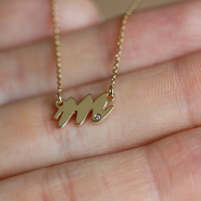 Gold Initial Necklace, Tiny Initial Necklace, Diamond Initial Necklace, Birthstone Necklace, Tiny Monogram necklace, 18k SOLID GOLD