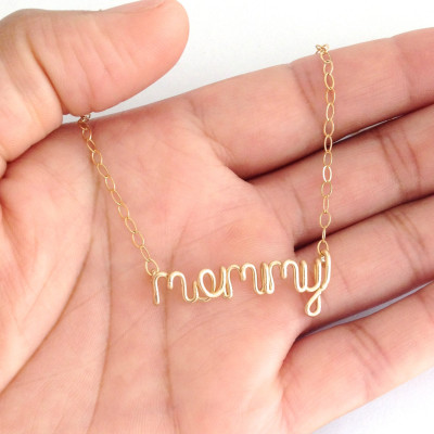 Gold Mommy Necklace. New Mother Mommy Name Necklace in 18k gold fill. Mother's Day Necklace