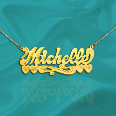 Gold Name Necklace - 18k Gold Plated Sterling Silver Handcrafted - Personalized Name Necklace - Made in USA