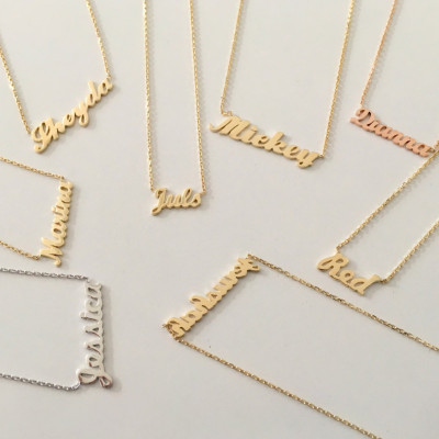 Gold Name Necklace - Tiny Name Necklace - 18k GOLD Necklace ~ Solid Gold Name Necklace ~ Mini Name Necklace - Mother's Day Gift -Bridesmaid