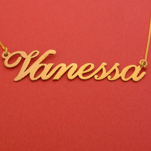 Gold Name Necklace 18k Vanessa Name Necklace Personalizes Name Chain Birthday Gift For Her Nameplate Necklace Trendy Necklace Vanessa Gold