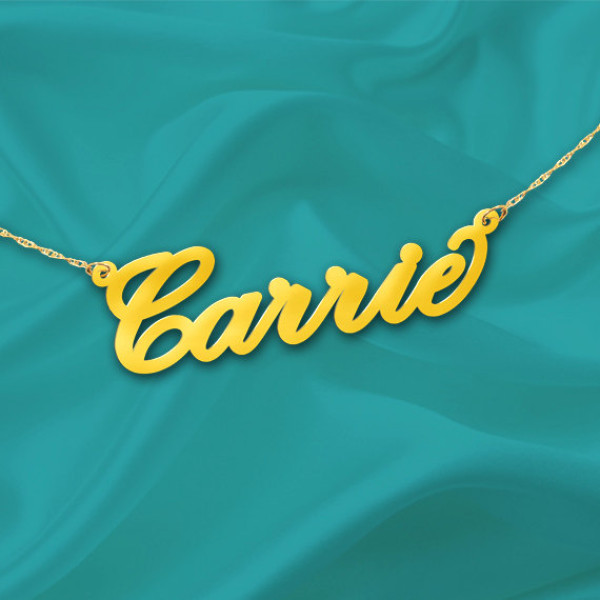 Gold Name Necklace Carrie - 18k Gold Plated Sterling Silver - Personalized Name Necklace - Made in USA