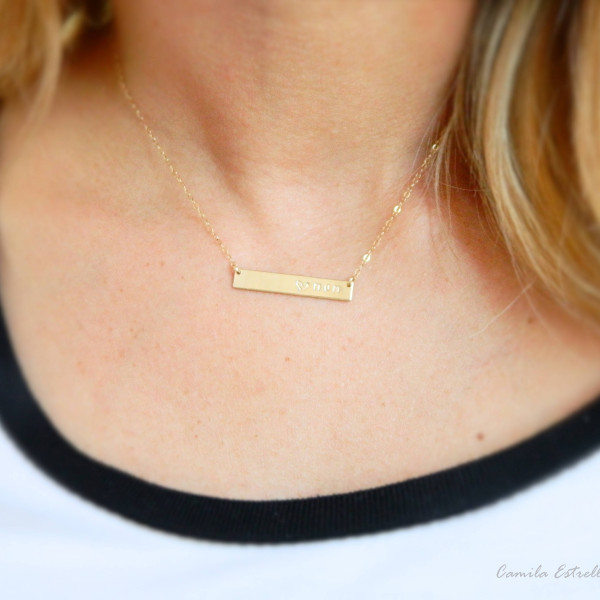 Gold Name Necklace, Custom Necklaces, 18k Gold Chain, Bar Necklace, Nameplate Necklace, Engraved Necklace, Personalized Necklace