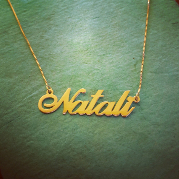Gold Name Necklace/ Personalized Name Chain/Solid 18k Gold Necklace with name/ Nameplate Necklace/ 18k Yellow Gold Necklace