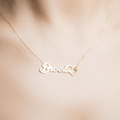 Gold Name Necklace with Birthstone - Personalized Gift For Her - Necklaces for Women - Custom Name Necklace Gold, Statement Necklace,Jewelry