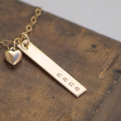 Gold Nana Necklace Hand Stamped Heart Personalized Tag Necklace -