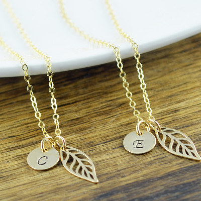 Gold Necklace - Bridal Party Jewelry - Gold Leaf Necklace - Leaf Necklace Gold - Bridesmaid Gift - Bridesmaid Jewelry