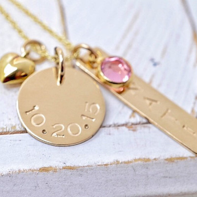 Gold Personalized Mother's Day Necklace, Birthstone Necklace, Gift Ideas for Mom, Mothers Day Jewelry, Necklace for Mom, New Mom Necklace
