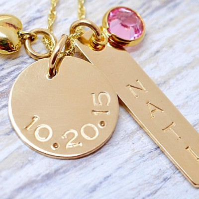 Gold Personalized Mother's Day Necklace, Birthstone Necklace, Gift Ideas for Mom, Mothers Day Jewelry, Necklace for Mom, New Mom Necklace