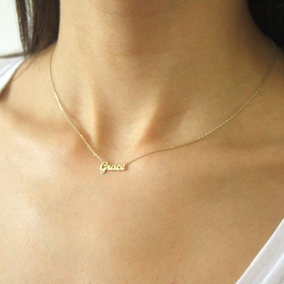 Gold Tiny Name Necklace, Solid Gold Name Necklace, Tiny Initial Necklace , Gold Dainty Name Necklace , Name Necklace - Mothers Gift
