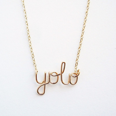 Gold YOLO Necklace. You Only Live Once Necklace. 18k Gold Plated YOLO Necklace.