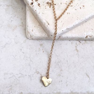 Gold heart necklace, Delicate necklace, Bridesmaids gift, Lariat necklace, Dainty necklace, Friendship necklace