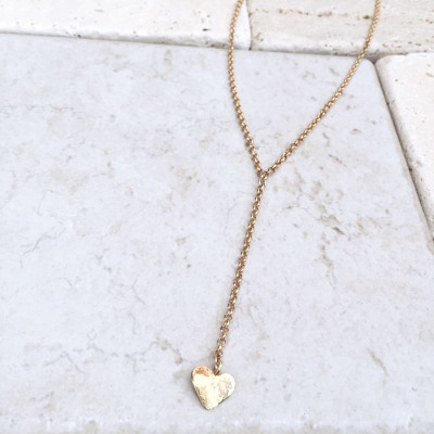 Gold heart necklace, Delicate necklace, Bridesmaids gift, Lariat necklace, Dainty necklace, Friendship necklace