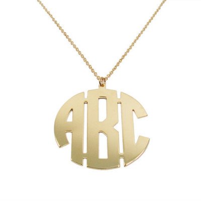 Gold monogram Necklace. 2" Personalized Initial monogram necklace. Gold plated . Monogram gold necklace. Initial necklace. name necklace