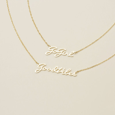 Good Vibes Necklace - Custom Word Necklace - Personalized Name Necklace - Minimal Name Jewelry - Motivational Jewelry PN02F62