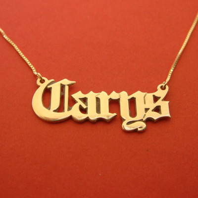 Gothic Name Necklace 18k Gold Gothic Necklace Macabre Name Chain Birthday Gift For Her Old English Nameplate Necklace Gothic Necklace Gold