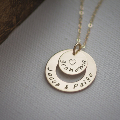 Grandkids Necklace for Nana - Grandchildren Jewelry - Hand Stamped Sterling Silver - Personalized Christmas Gift by Betsy Farmer Designs