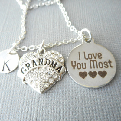 Grandma, I Love You Most -Initial Necklace/ Nana Gift, Gifts from Daughter, from Grandkids, Gift for Nana, Nana Gift, christmas gift