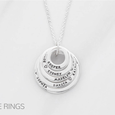 Grandmom necklace • Grandma necklace with names • Engraved circle necklace • Personalized mom necklace • Family necklace CMN10-13