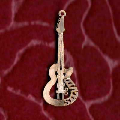 Guitar necklace pendant, sterling silver 925 or 18k gold, Personalized guitar name necklace, Sterling guitar pendant, 18k guitar.