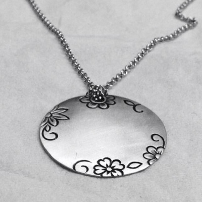 Hand Engraved Sterling Silver Necklace.