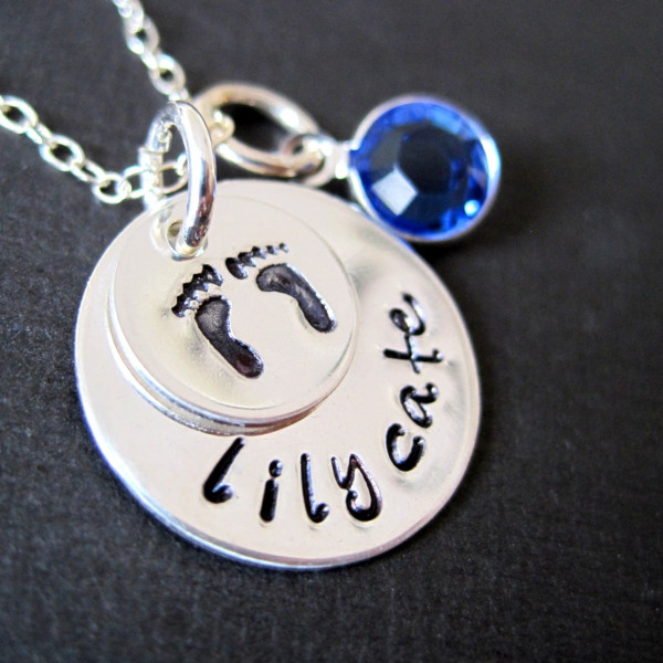 Hand Stamped Mommy Jewelry - Welcome Home New Baby Necklace by Hannah Design