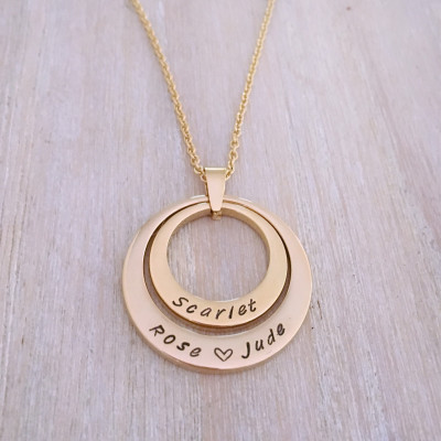 Hand Stamped Name Necklace. Gold Plated